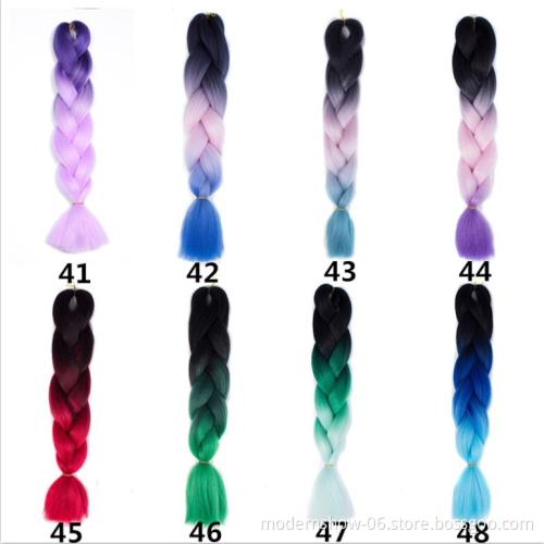 Wholesale synthetic Braided hair extension high quality raw material 24 inch ombre jumbo synthetic braiding hair